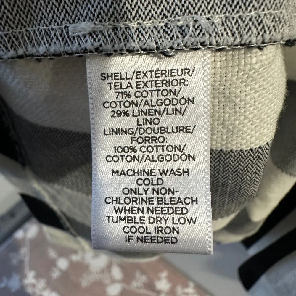 Ann Taylor Loft Black White Striped Cotton Linen Pleated Fit Flare Dress Sz 8 - Picture 4 of 7